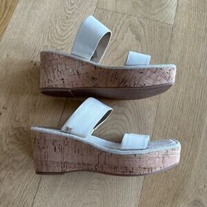 Sam Edelman Alissa Leather Wedge Sandals in Ivory